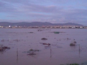 View of the vlei with the RC airfield in the centre thoroughly submerged